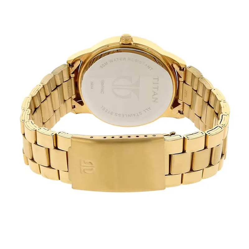 Titan Workwear Silver Dial Gold Men's Watch- 1584YM02